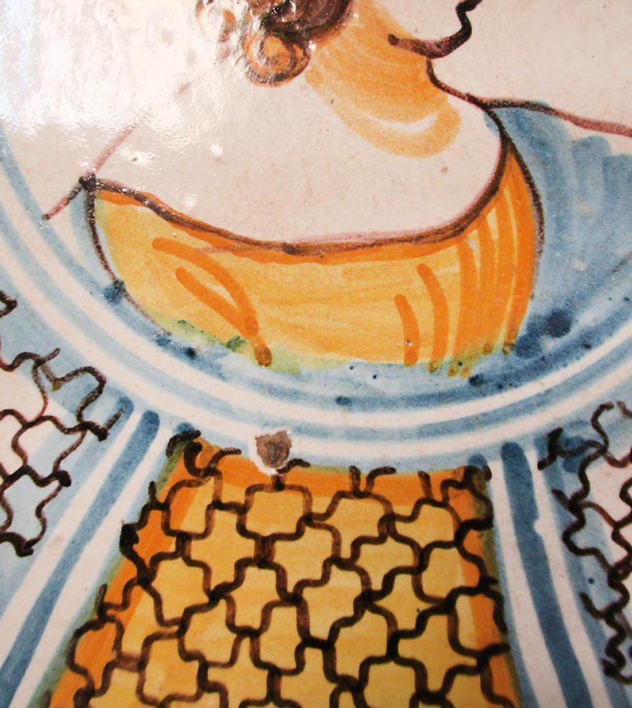 An 18th century Italian maiolica tazza, decorated to the centre with a portrait of a young lady, - Image 4 of 7