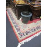 Two pink ground wool carpets, Persian design, modern (2)