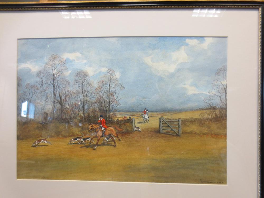 BUTTERWORTH, six horse racing and hunting pictures, watercolour - Image 2 of 11