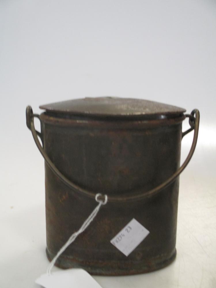 Three old brass mounted tin milk cans, named (3) - Image 3 of 3