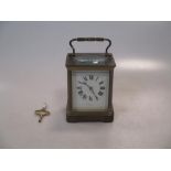 An early 20th century French brass carriage clock