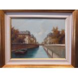 Giorgio Rocca (Italian b.1959) French Canal Scene, signed, oil on canvas