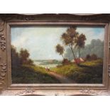 R. Marshall, a pair of 19th century English School landscape oil paintings, in gilt frames,