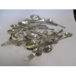 25 pieces of silver flatware 27ozt gross with some matching silver plated additions