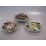 Three Derby Sampson & Hancock floral encrusted baskets