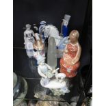 A collection of Continental porcelain and glass figures (7)