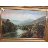 Thomas, 19th century valley river scene, inscribed to reverse indistinctly, gilt frame, 50 x 74cm