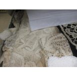 A large quantity fine, mostly 19th century or earlier lace to include collars, veils, Brussels