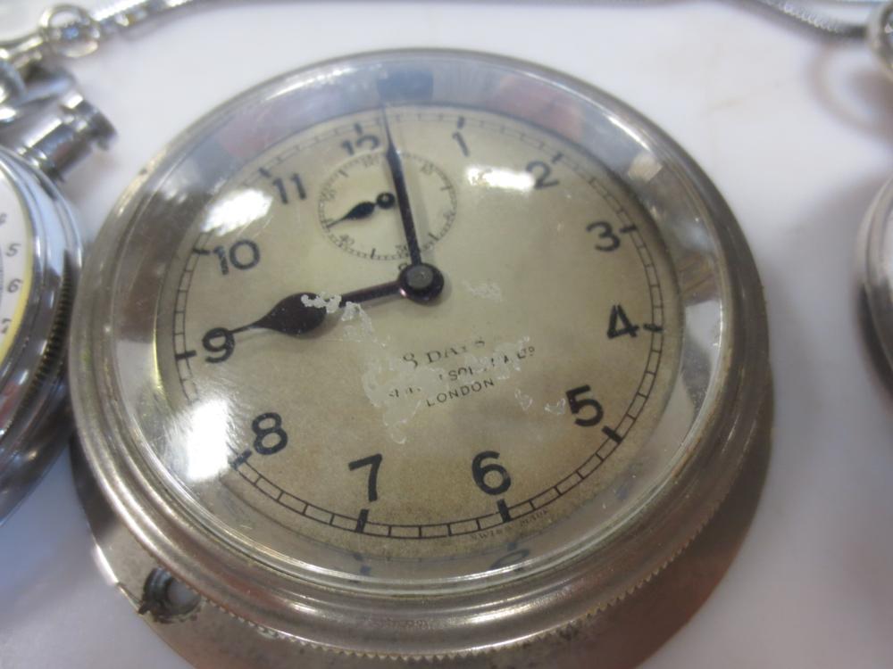 A smiths car clock, a stopwatch and an open faced pocket watch by Elgin - Image 3 of 4