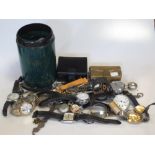 A large collection of assorted watches, travelling clocks, jewellery, watch straps etc
