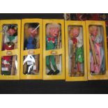 Pelham Puppets. Five in boxes including: Hansel and Gretel, Cinderella, Witch, Gypsy and and a