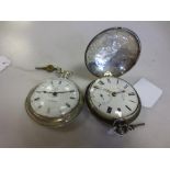 Two 18th century silver pocket watches, one a full hunter, the other a pair cased example