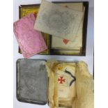 A set of Reynolds playing cards circa 1870, a small quantity of silks and a collection of pens and