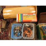 Large assortment of Britains and similar plastic model farm animals and figures, mainly cattle,