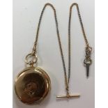 Kendall & Dents - A Victorian 18ct gold full hunter pocket watch with accompanying Albertina