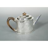 A George III silver teapot by Hester Bateman, London 1786, of oval form with beaded edged base,