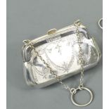 A George V silver dance purse, by the Boots Pure Drug Company, Birmingham 1918, of rectangular form,