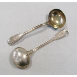 A pair of George IV silver sauce ladles, by Charles Eley, London 1828, 'Fiddle & Thread' pattern
