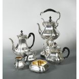 A German metalwares silver six piece tea and coffee set, by Hessenberg & Co, marked with the