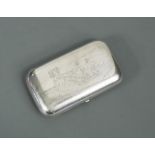 A late 19th Century Russian metalwares silver cigarette or cheroot case, maker's mark AE, not