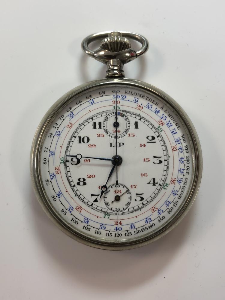 Lip - An open faced pocket watch / chronograph / tachymeter, according to the inscription on the