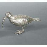 A 20th century silver model of a curlew, by Francis Higgins & Sons, London 1935, the realistic
