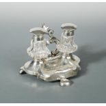 A 19th century Dutch metalwares silver table inkstand, maker's mark unreadable, lion passant for 2nd