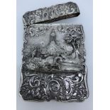 A rare Victorian silver 'Castle Top' card case by Nathaniel Mills, Birmingham, date letter