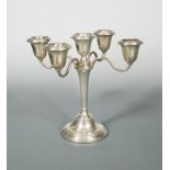 A 20th century silver metamorphic candelabrum, sponsor mark indistinct, possibly Elkington & Co,