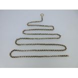 An antique long chain, the round curb link chain with cartouche marked '9c', to later trigger clasp,
