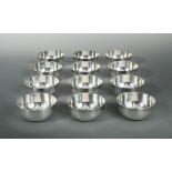 A set of twelve 20th century Italian metalwares silver ice cream bowls, by Romeo Miracoli & Figlio