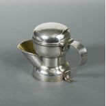 A Victorian silver shaving mug, by Henry Matthews, Birmingham 1897, of plain curved form with scroll
