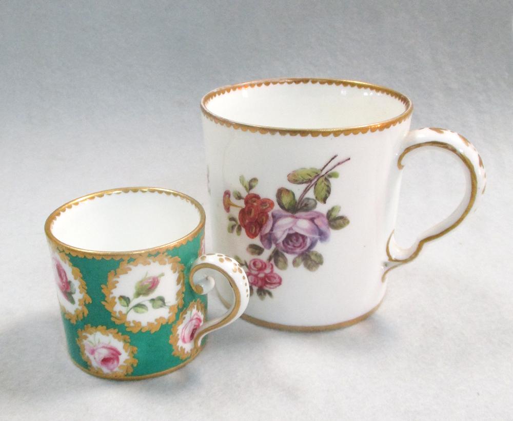 A Sevres coffee cup and saucer, painted with bouquets of flowers within gilt dentil rims, blue - Image 6 of 11