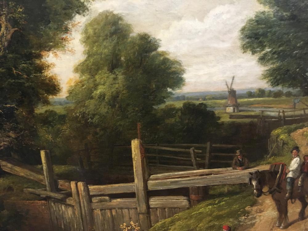 Follower of John Constable, mid 19th Century The Lock Gate with figures to the foreground, the - Image 7 of 9