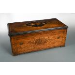 A 19th century Swiss rosewood and floral marquetry music box, the crank wind 33cm cylinder mechanism