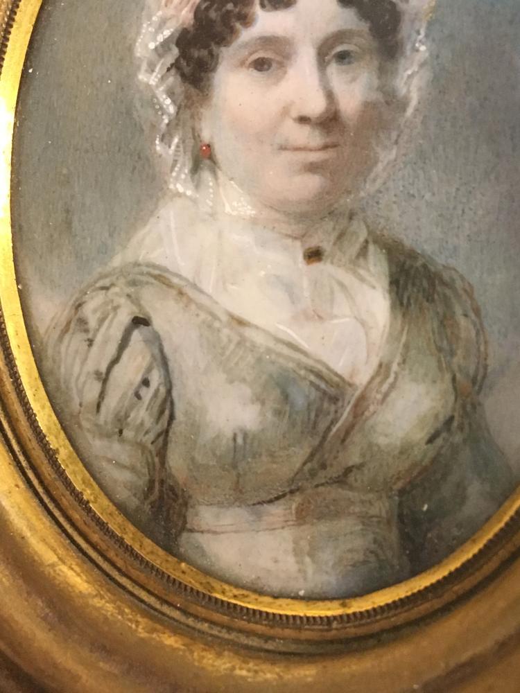 English School, 19th Century Portrait miniature of a Lady in a lace mob cap; and Portrait of a - Image 3 of 7