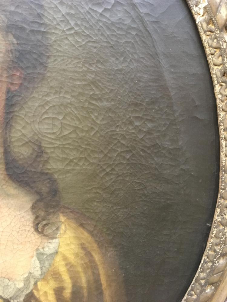 Circle of Michael Dahl (Swedish, 1659-1743) Portrait of Mrs Wilmot, head and shoulders, in a gold - Image 6 of 8