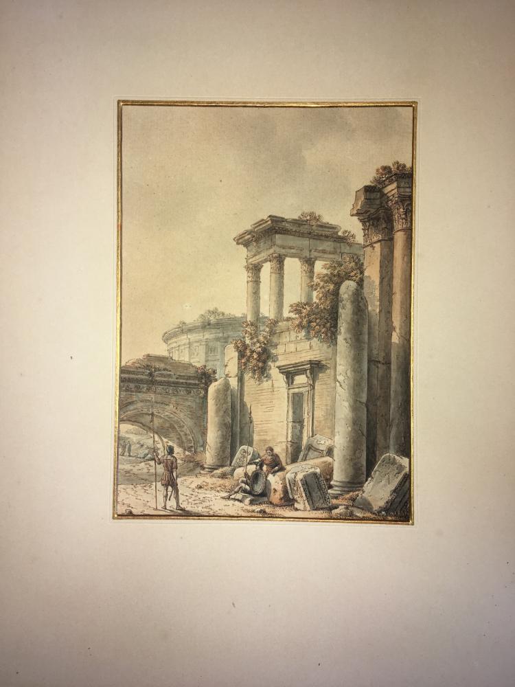 Victor-Jean Nicolle (French, 1754-1826) Italian capriccio scenes both signed "V J Nicolle" - Image 11 of 19