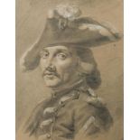 Attributed to Jean-Jacques de Boissieu (French, 1736-1810) Study of an officer in a tricorne