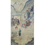 A set of eight late 18th/early 19th Century Chinese hunting paintings, the hunt watched by a