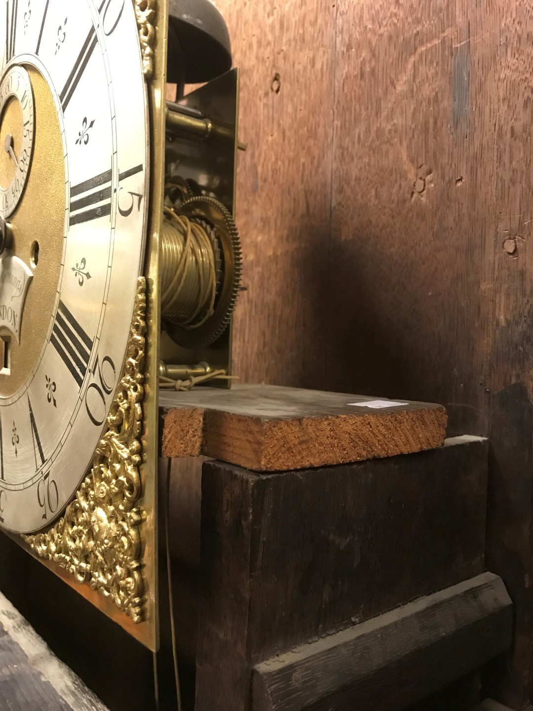 A George III walnut longcase clock circa 1760, the break arch hood with three ball finials, - Image 4 of 5