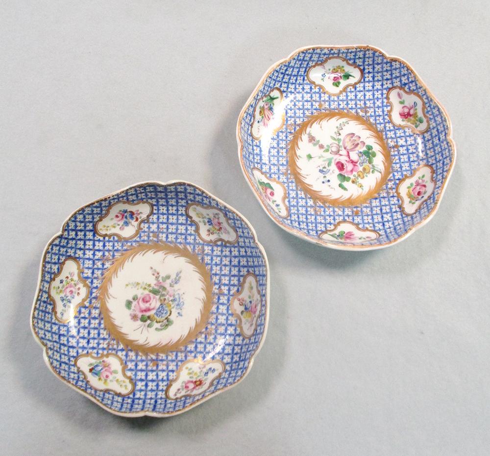 A pair of Chantilly saucer dishes, circa 1760, painted with scattered floral panels reserved on a - Image 7 of 7