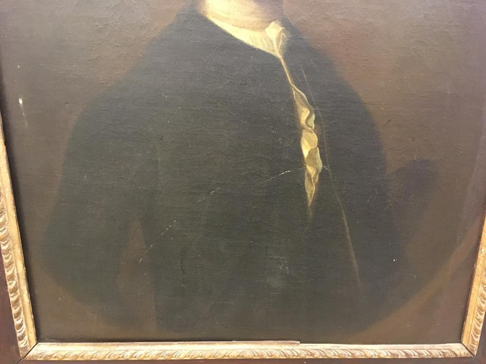 English School, 18th Century Portrait of a gentleman, three-quarter length, in black jacket and - Image 3 of 12