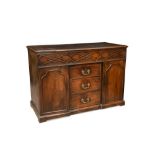 A George II mahogany architects cupboard in the manner of Wright & Elwick, with lifting top and