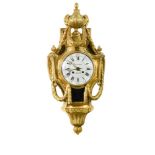 A French ormolu wall clock, 19th century, the 17cm convex white dial marked 'Renard a Rheims',