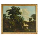 Dutch School, early 18th Century Woodland village scene with figures oil on canvas 60 x 75cm (23 x