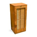A freestanding oak microscope slide cabinet by Beck of London, probably mid-20th century, with