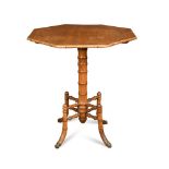 A late 19th century French satin birch ' faux bamboo' , tilt top occasional table 76 x 72 x 72cm (30