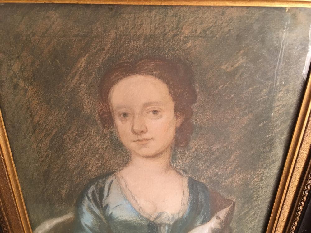 English School, 18th Century Portrait of a lady in a gold dress and blue cloak; Portrait of a lady - Image 10 of 16