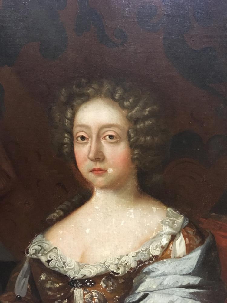 English School, 17th Century Portrait of a lady in a gold embroidered dress, seated, three-quarter - Image 2 of 12